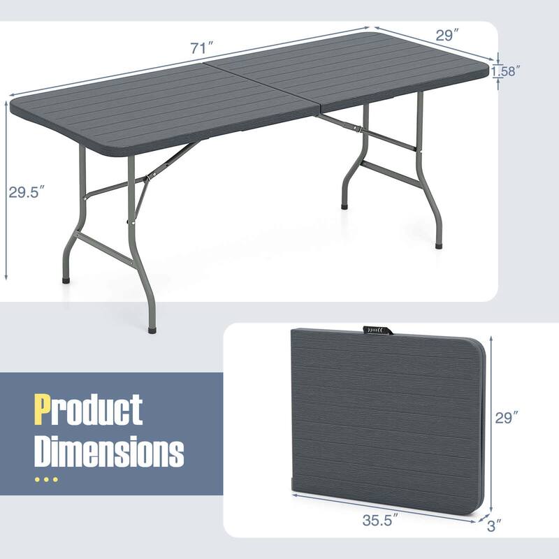 Costway 3 PCS Folding Picnic Table Set with 6 ft Table & 2 Benches - See Details