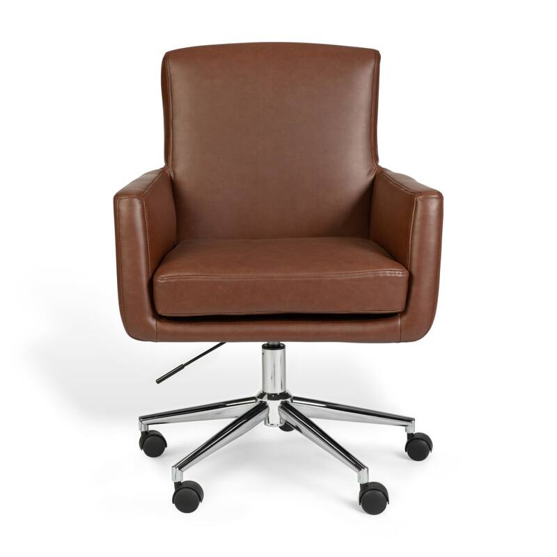 Martha Stewart Upholstered Swivel Home Office Chair with Padded Arms - 26.5"W x 26"D x 35.25" - 38.5"H
