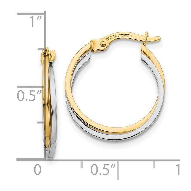 Curata 10k Two Tone Gold Polished Hollow Hoop Earrings - 20x17mm