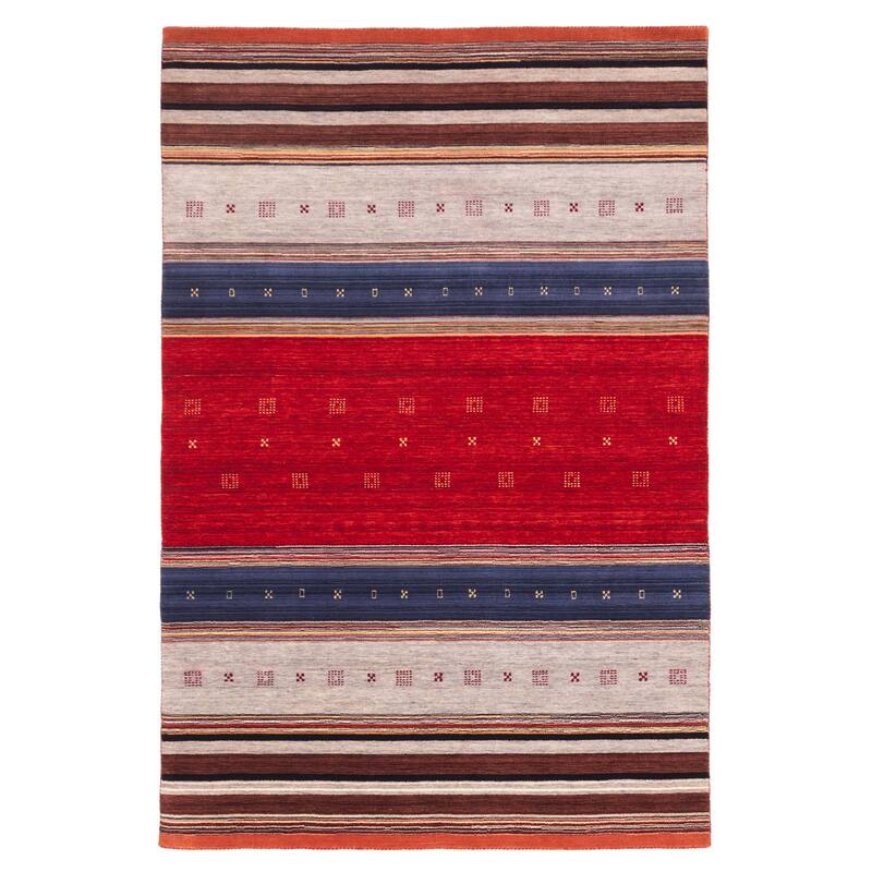 ECARPETGALLERY Hand Loomed Kashkuli Gabbeh Red Wool Rug - 6'5 x 9'8