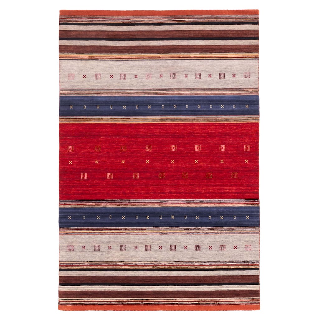 ECARPETGALLERY Hand Loomed Kashkuli Gabbeh Red Wool Rug - 6'5 x 9'8