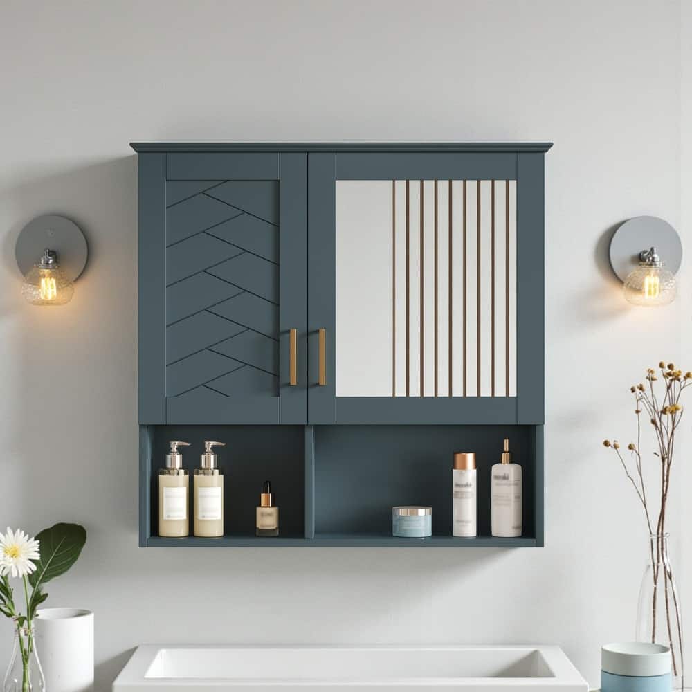 30 Inch Wall Mounted Bathroom Medicine Cabinet with Mirror, Adjustable Shelves, Soft Close Doors