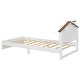 preview thumbnail 9 of 9, Twin Bed Frame Headboard with LED Window, Chimney - White