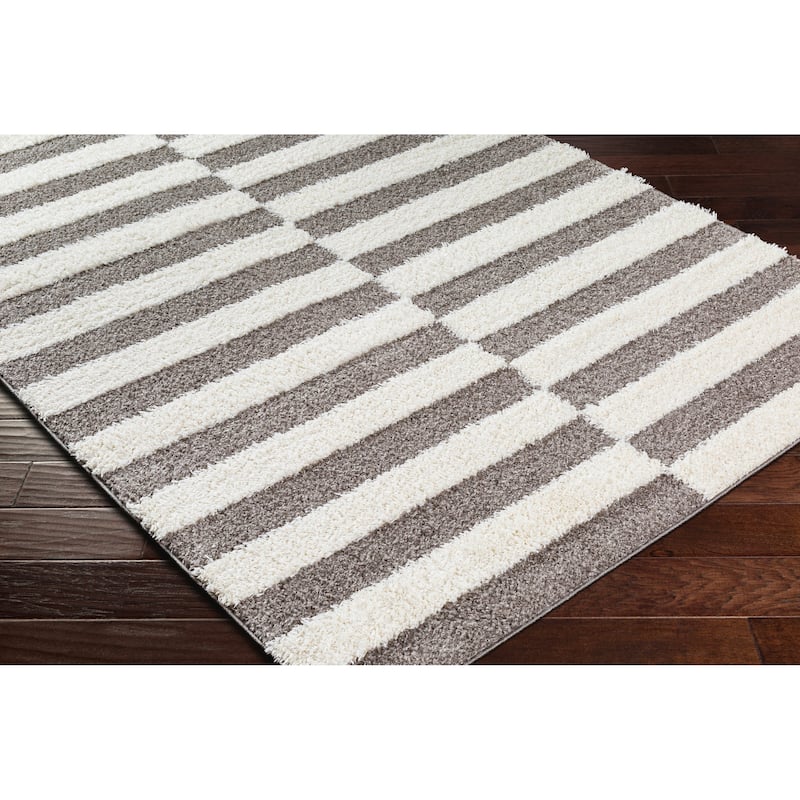 Livabliss Rodos Modern Striped Plush Area Rug