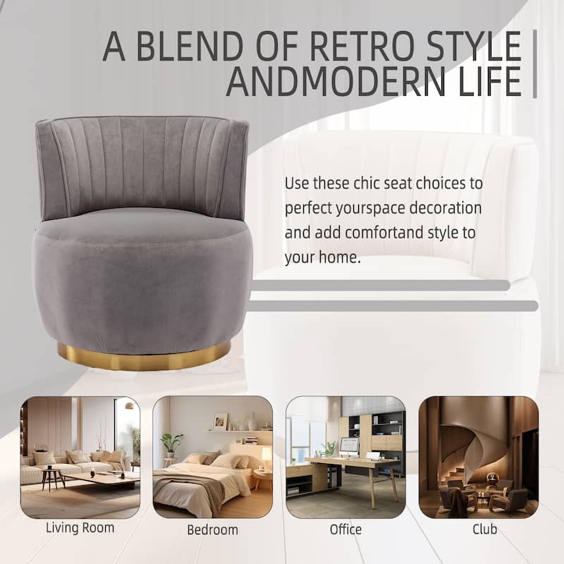 360 Degree Swivel Round Barrel Accent Sofa Arm Chairs.