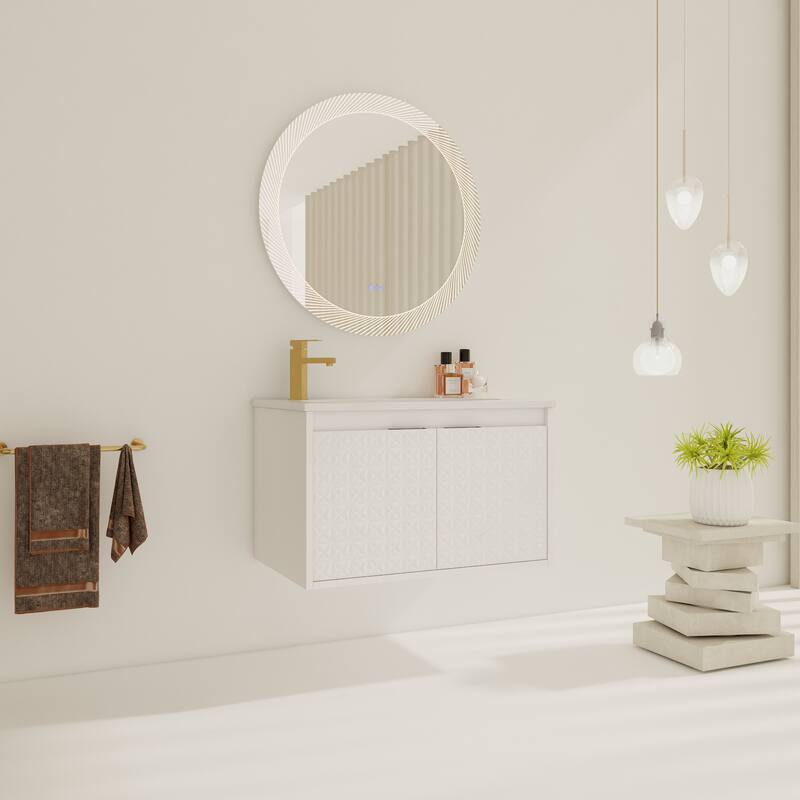 30 Inch Wall Mounted Bathroom Vanity with Sink,Soft Close Doors, For Small Bathroom