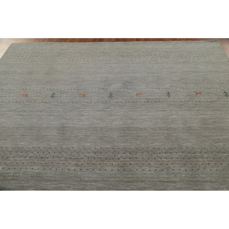 Tribal Gabbeh Indian Area Rug Handmade Wool Carpet - 7'10"x 9'8"