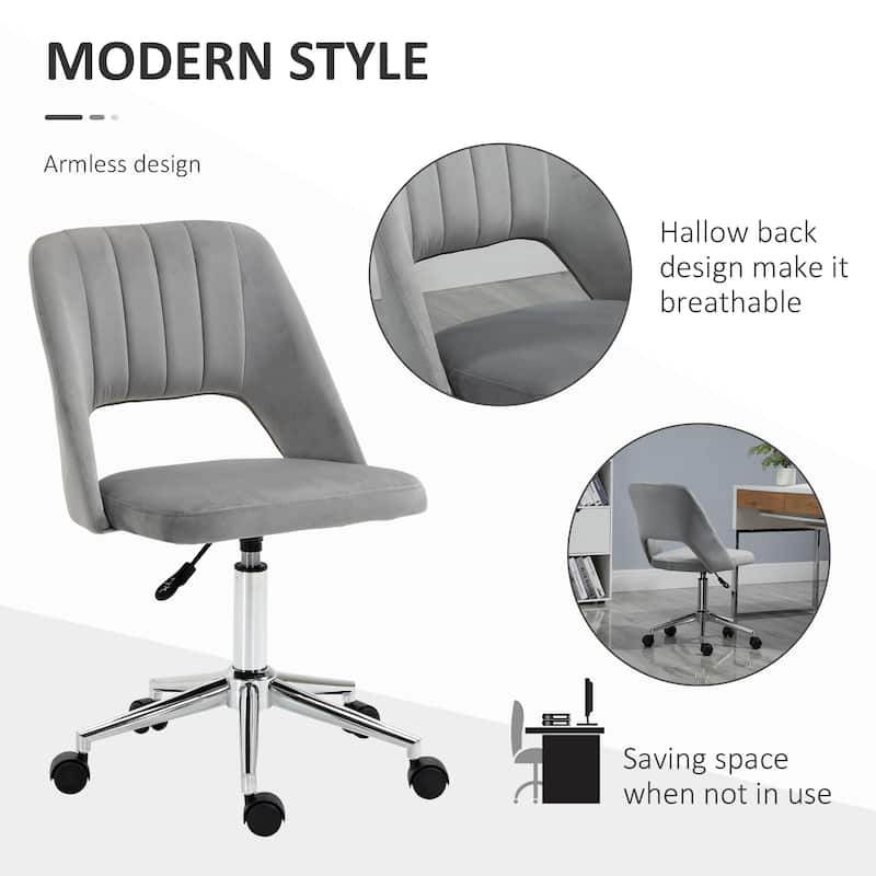 Velvet Swivel Office Chair with Adjustable Height and Wheels for Home Office Living Room and Bedroom