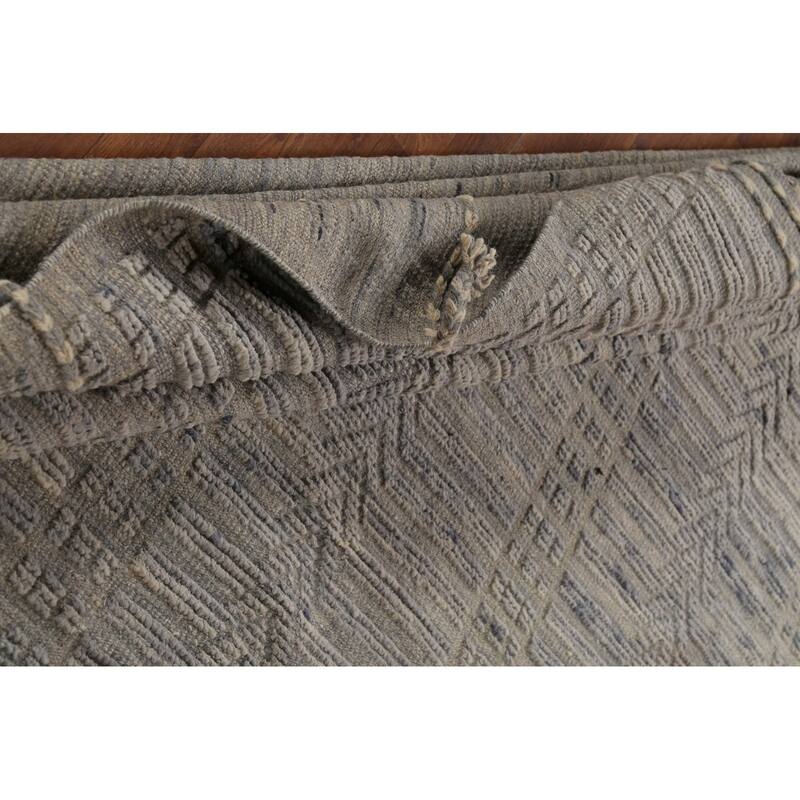 Grey Modern / Moroccan Area Rug Handmade Wool Carpet - 8'8"x 12'5"