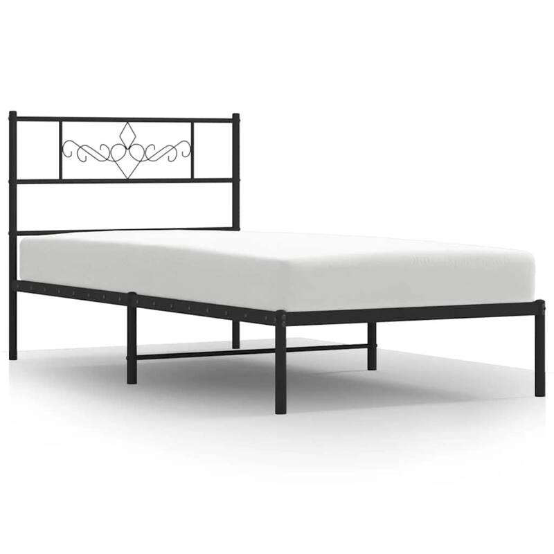 vidaXL 12 Inches Black Twin Metal Bed Frame No Mattress - 77.2" x 41.3" x 35.4"