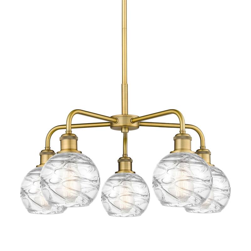 Innovations Lighting 516-5CR-15-24 Athens Deco Swirl Chandelier Athens - Brushed Brass / Clear Deco Swirl
