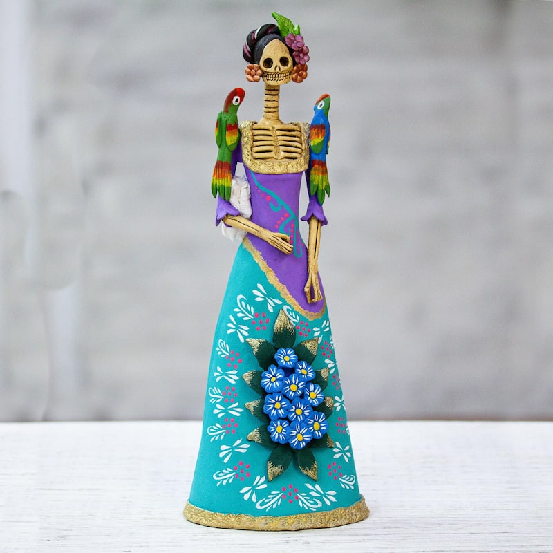 Novica Handmade La Catrina Graciela Ceramic Sculpture