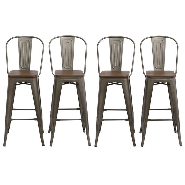 Antique Bronze/ Distressed Wood 30-inch Bar Stools