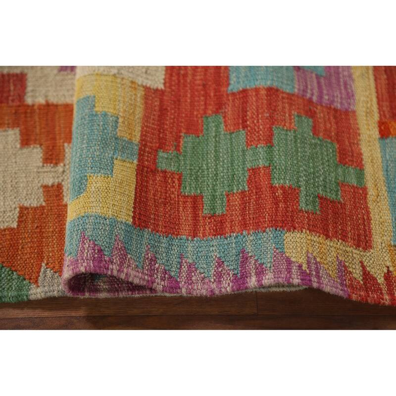 Reversible Kilim Oriental Area Rug Flatweave Wool Carpet - 3'3"x 5'1"