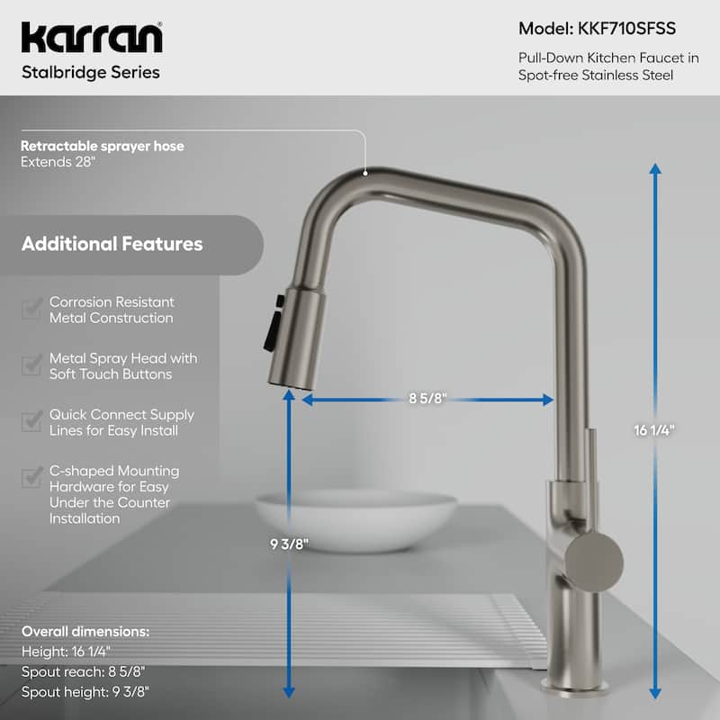 Karran Stalbridge Single Handle Pull-Down Sprayer Kitchen Faucet