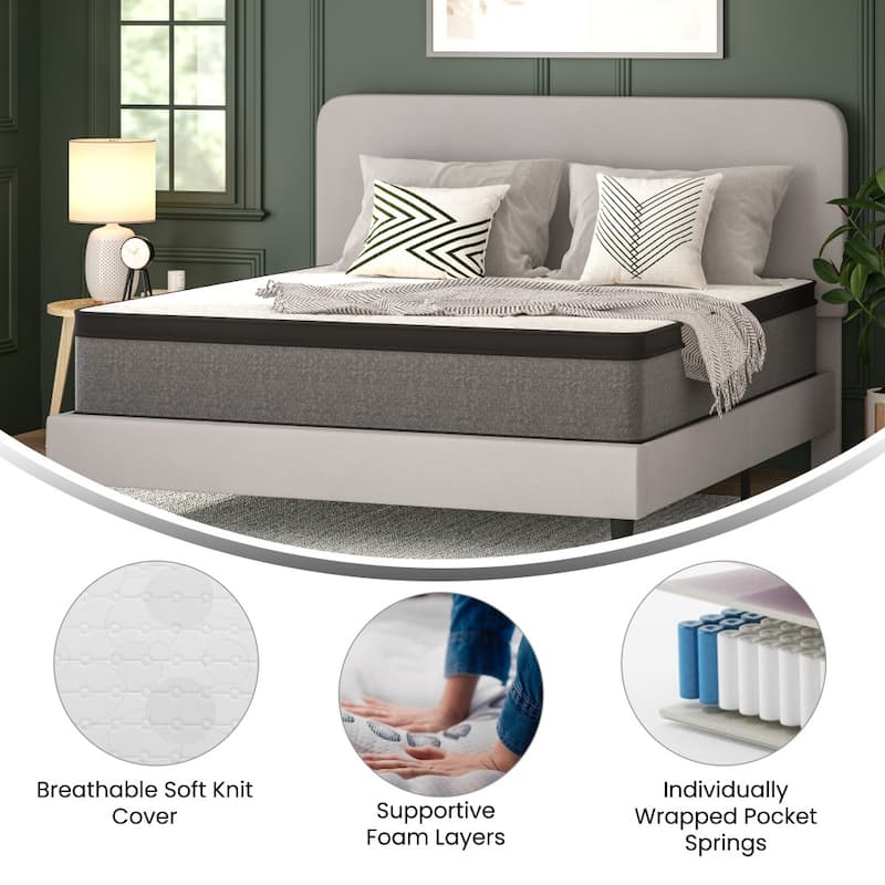 13" CertiPUR-US Certified Euro Top Hybrid Pocket Spring Mattress in a Box