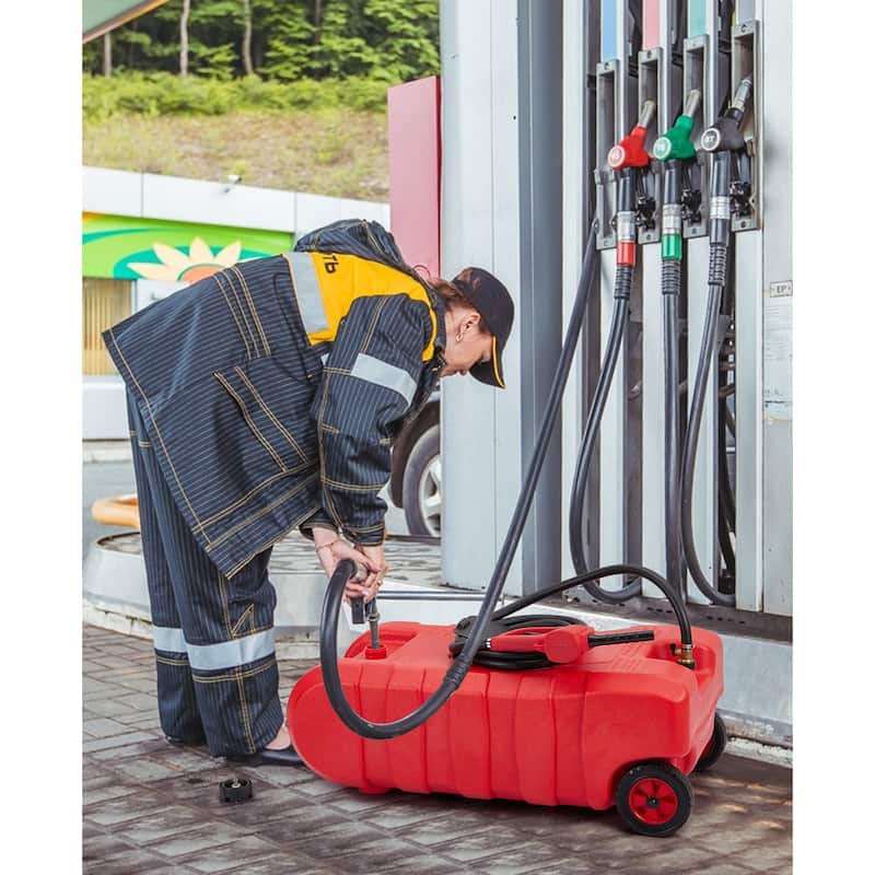 15 Gallon Wheeled Fuel Caddy Container with Manual Pump - 15 Gallons
