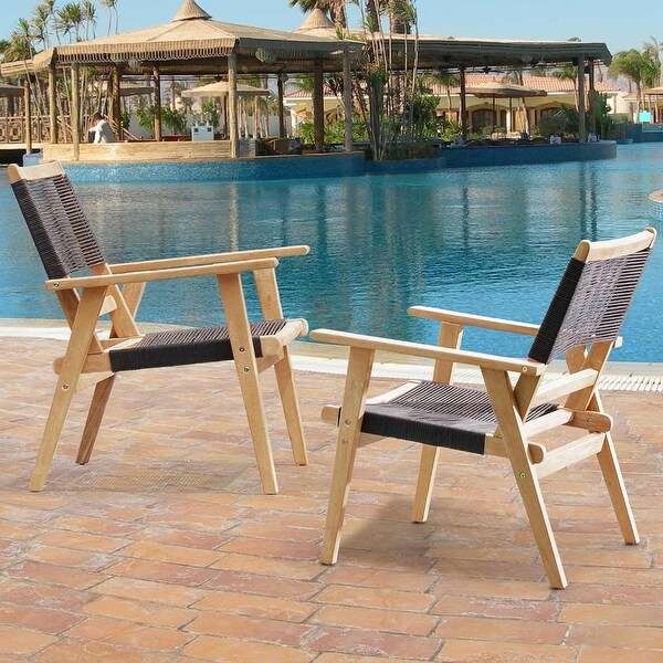 Tangkula All-Weather Conversation Chairs, Handwoven Black