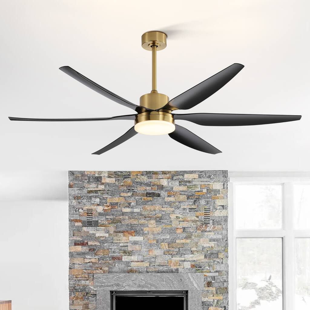 66-in Black and Gold Morden LED Ceiling Fan with Light Remote (5-Blade)