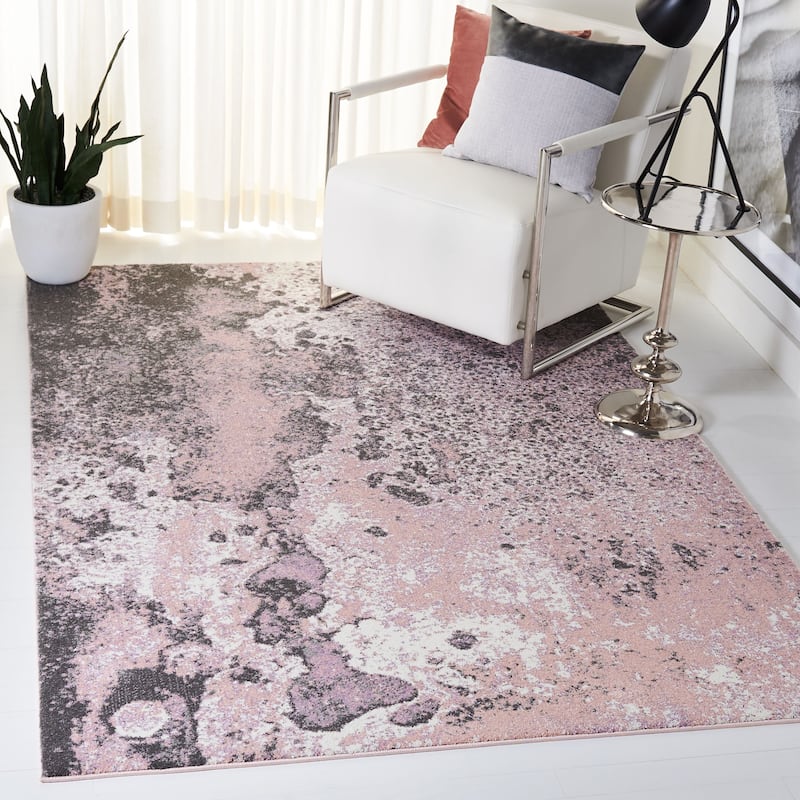 SAFAVIEH Glacier Honey Watercolor Modern Abstract Rug - 10'6" x 14' - Pink/Grey