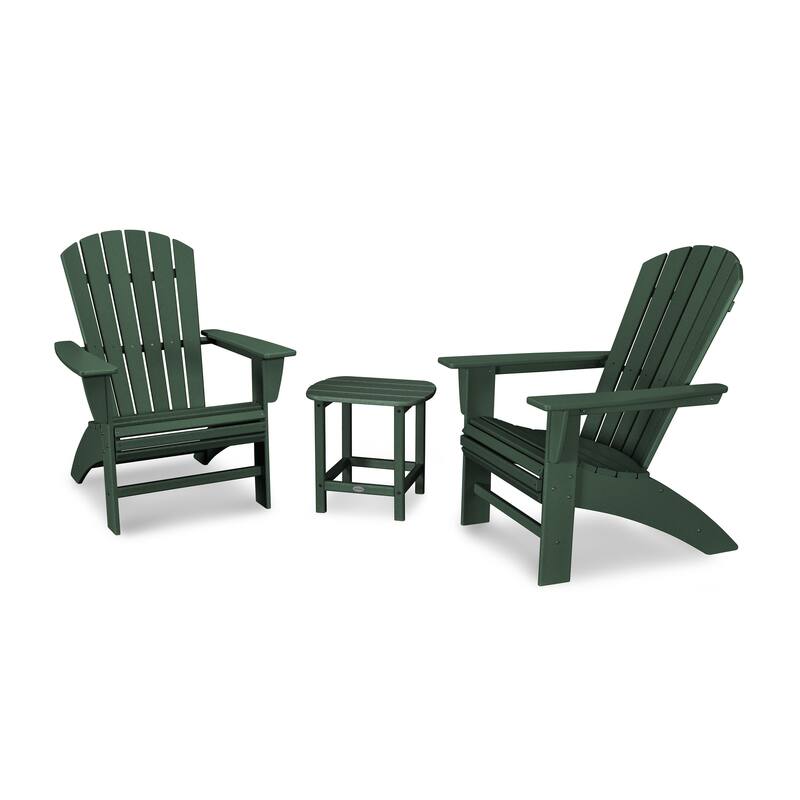 POLYWOOD Nautical 3-piece Adirondack Chair and Table Set - Green