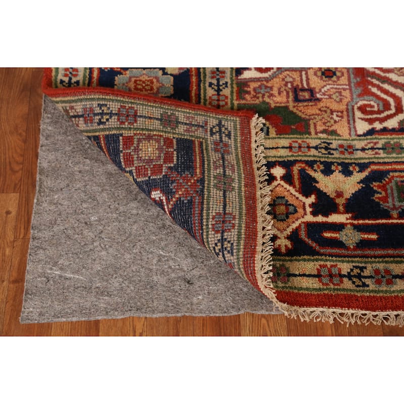 Medallion Heriz Serapi Indian Rug Hand-Knotted Oriental Wool Carpet - 7'11" x 9'9"