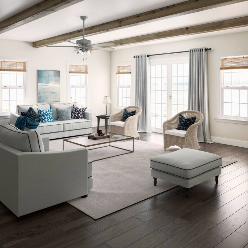 Hunter 60" Crestfield Ceiling Fan w/3-Light LED Light, Pull Chain - Farmhouse, Transitional, Rustic - Exclusive SureSpeed!