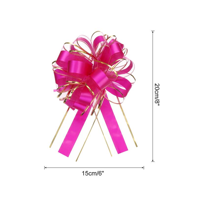 5pcs Large Big Pull Bow Gift Wrapping Bows Ribbon for Christmas - Rose Red - 6 Inch