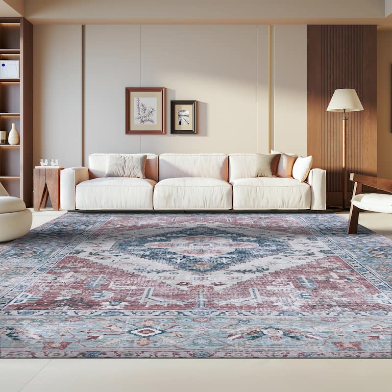 SAFAVIEH Tucson Machine Washable Slip Resistant Mettie Oriental Distressed
