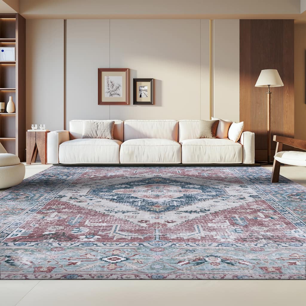 SAFAVIEH Tucson Machine Washable Slip Resistant Mettie Oriental Distressed