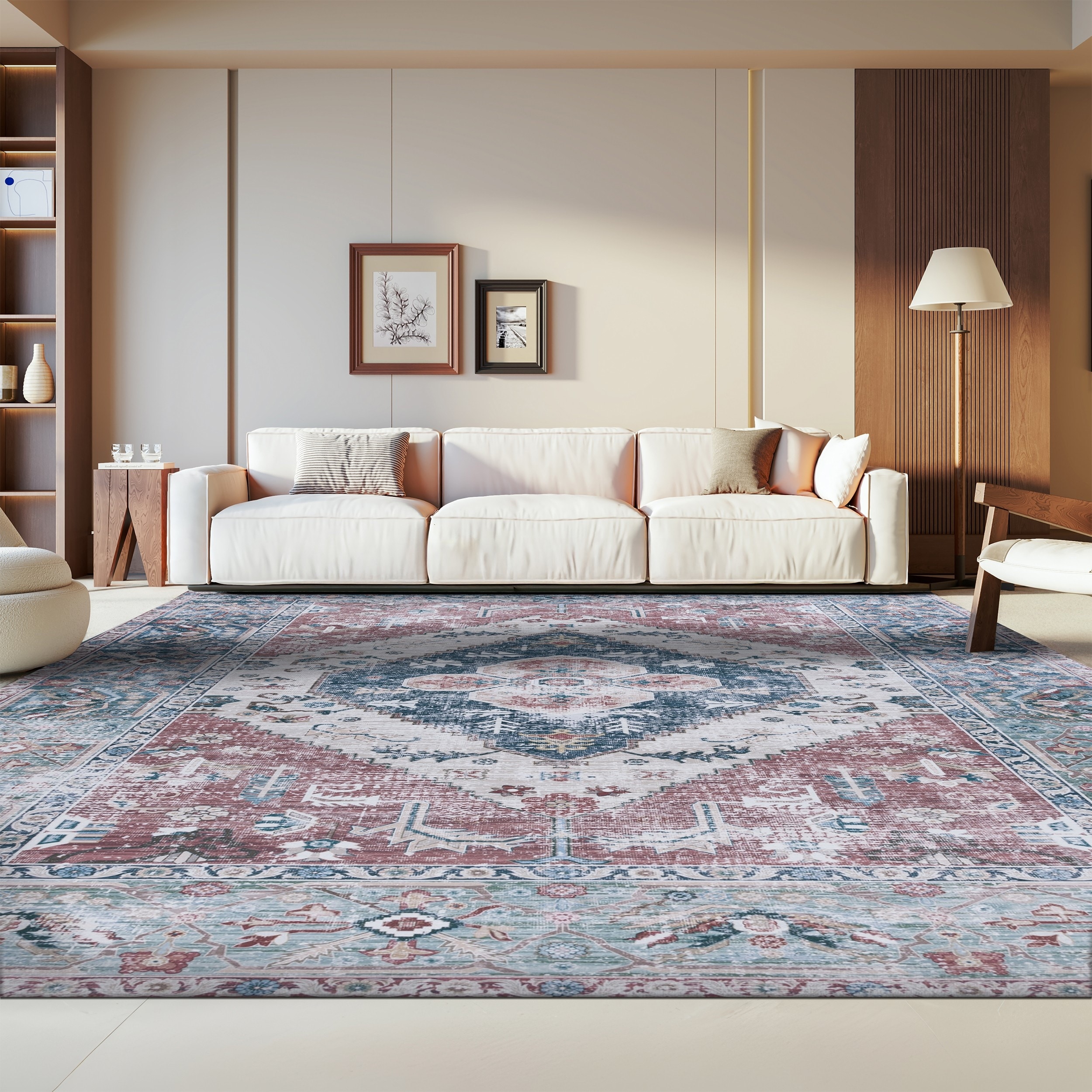 SAFAVIEH Tucson Machine Washable Slip Resistant Mettie Oriental Distressed