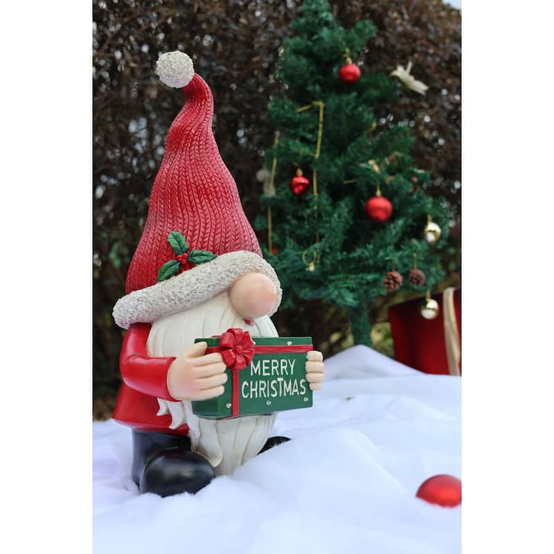 LED Lighted Gnome with Sign Christmas Figurine - 25"