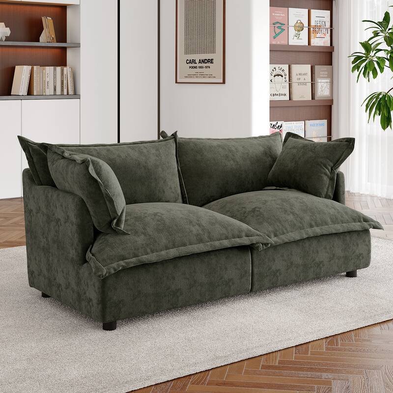Double Layer Cushion Comfy Cloud Modular Sectional Sofa Set - 2*Corner Sofa-Grey Green - Symmetrical