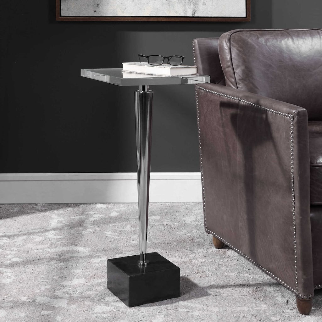 Uttermost Campeiro 13" Wide Crystal Topped Stainless Steel Drink Table