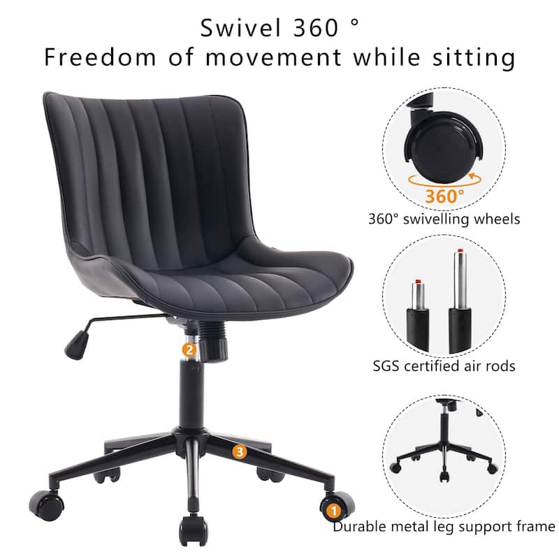 Ergonomic Office Chair Swivel Armless Desk Chair with Wheels
