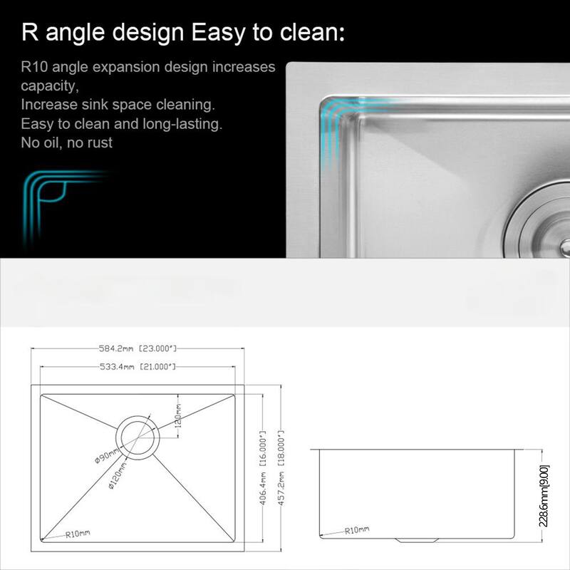 Undermount Kitchen Sink 16 Gauge 9 Inch Deep Single Bowl Kitchen Sink Basin, Includes Drain Assembly (No Additional Accessories)