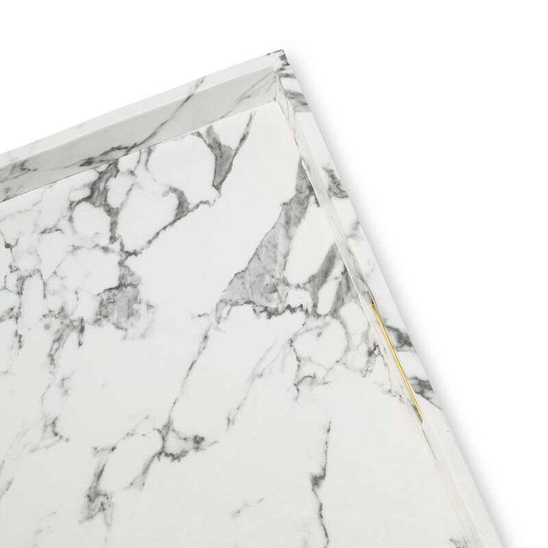 White Marble Tray With Stainless Steel Handles - 18" x 18"