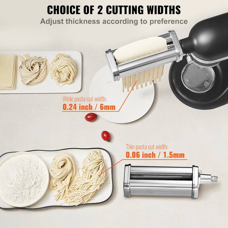 Pasta Attachment for KitchenAid Stand Mixer, Stainless Steel Pasta Roller Cutter Set Including Pasta Sheet Roller