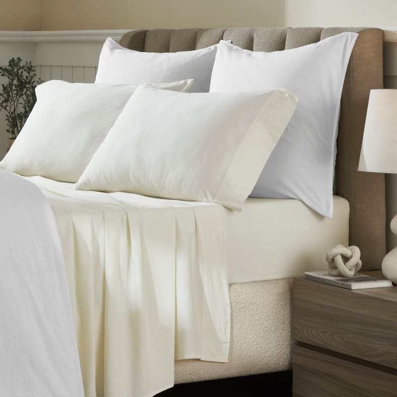 Blue Nile Mills Vintage Washed Cotton Percale Deep Pocket Sheet Set