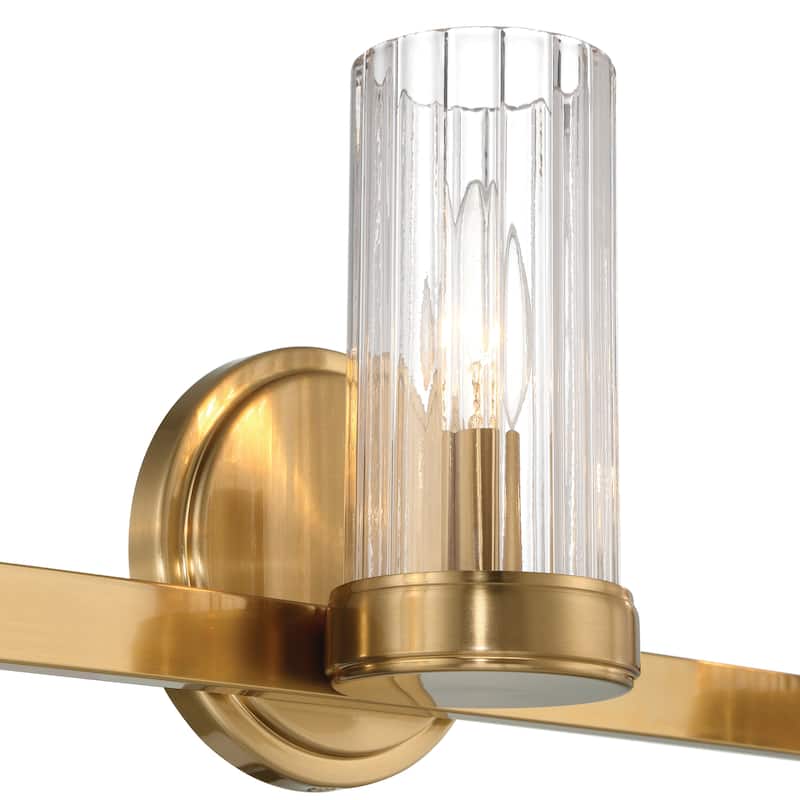 Izzy Metal and Clear Ribbed Glass 3-Light Vanity Light - 22.0"L x 4.5"W x 8.0"H