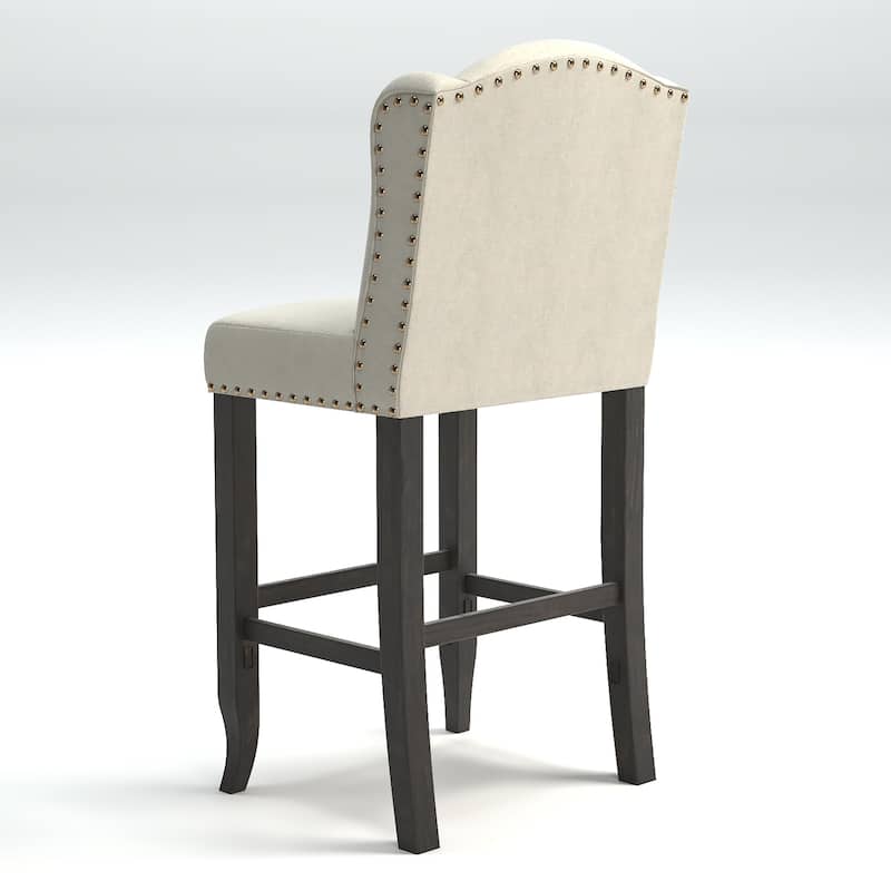 Tays Rustic Linen Tufted Bar Height Chairs (Set of 2) by Furniture of America