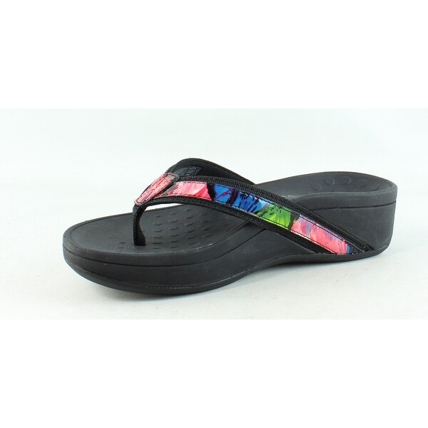 Tide Black Floral Flip Flops Size