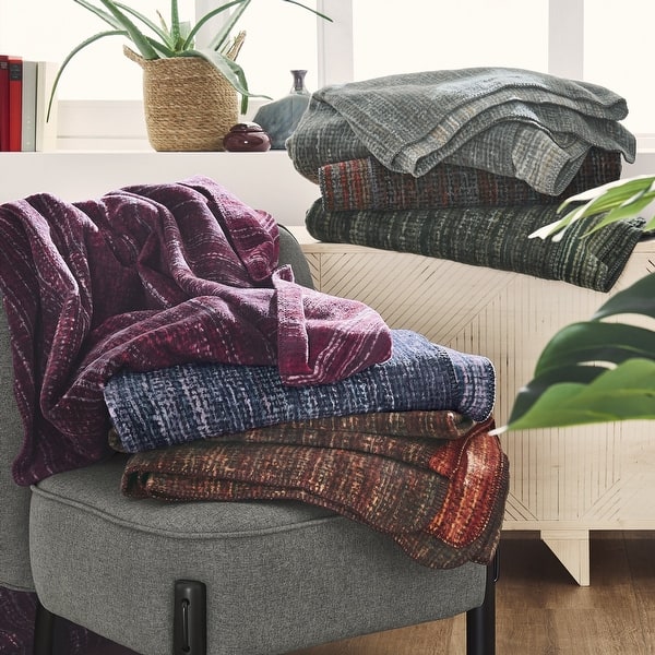 Reversible Rag Rug Style Cotton Blend Velour Throw Blanket by IBENA ...