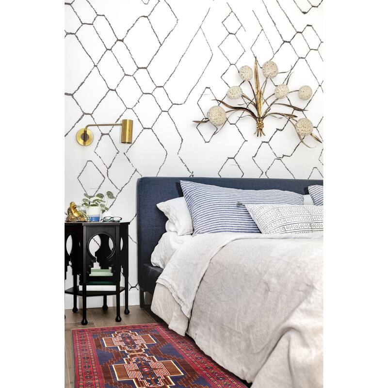 ECARPETGALLERY Hand-knotted Teimani Dark Navy Wool Rug - 2'9 x 5'1