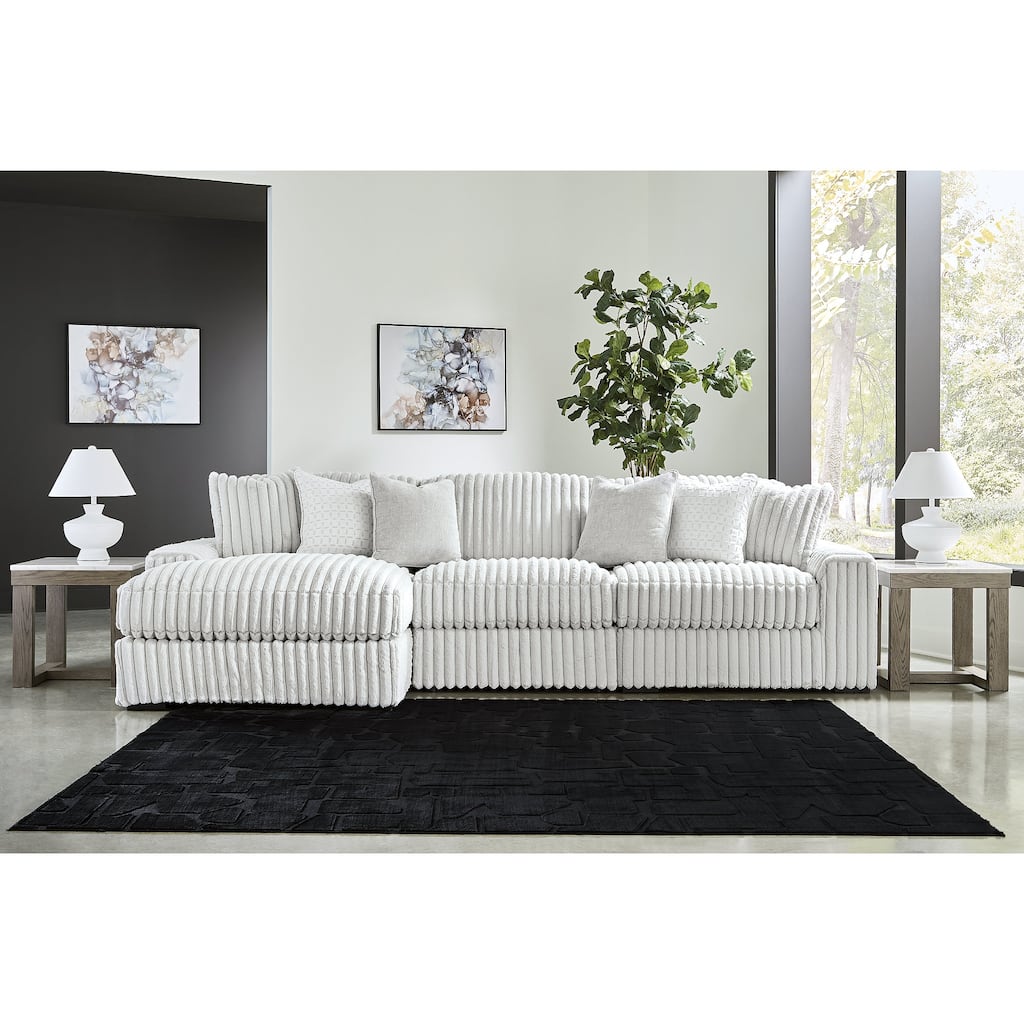 Signature Design by Ashley Stupendous White 3-Piece Sectional with Chaise - 142" W x 67" D x 41" H
