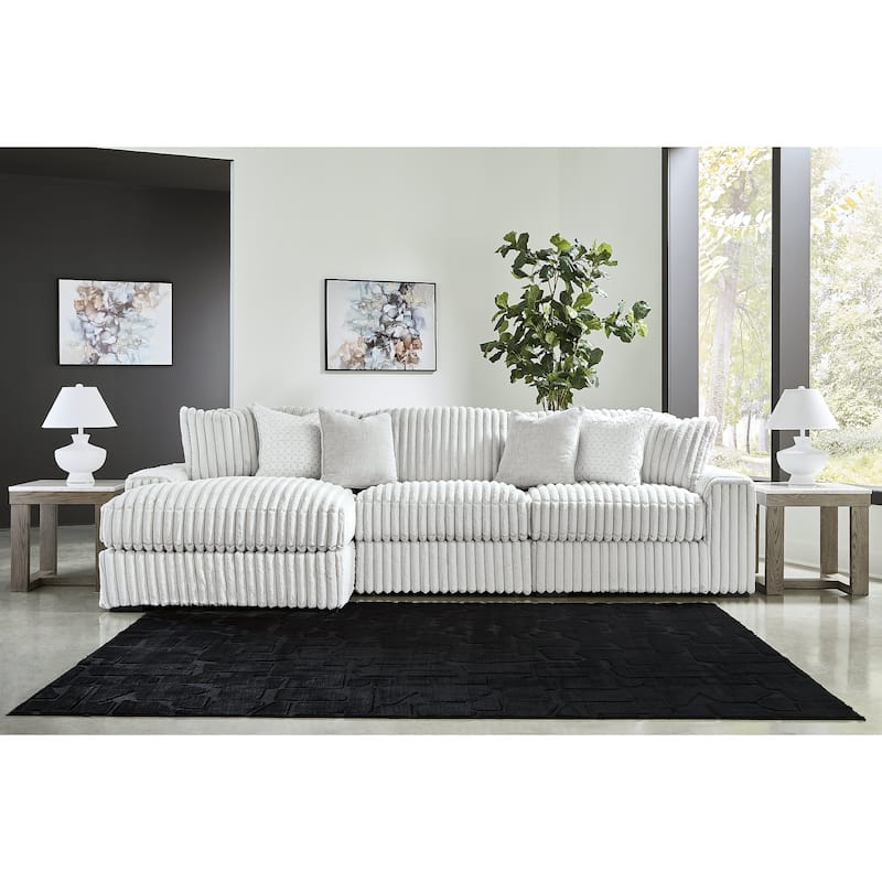 Signature Design by Ashley Stupendous White 3-Piece Sectional with Chaise - 142" W x 67" D x 41" H - Left Facing