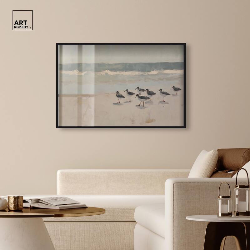 Seagulls at the Beach II Shadowbox by Art Remedy