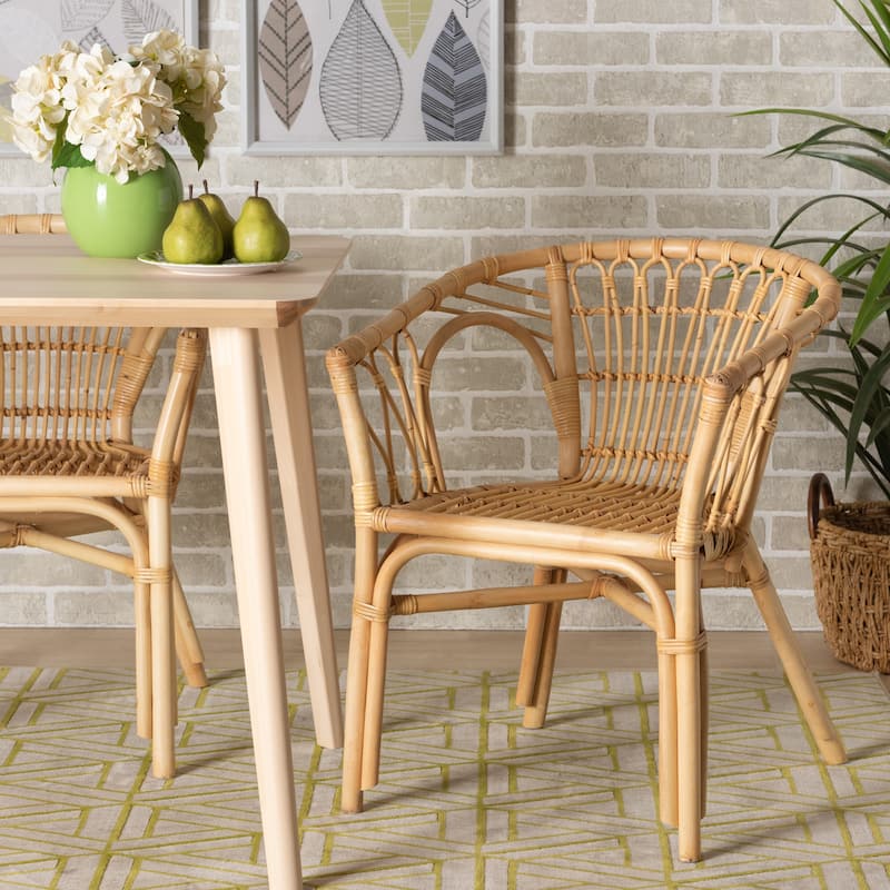 Kaka Modern Bohemian Natural Brown Rattan Dining Chair