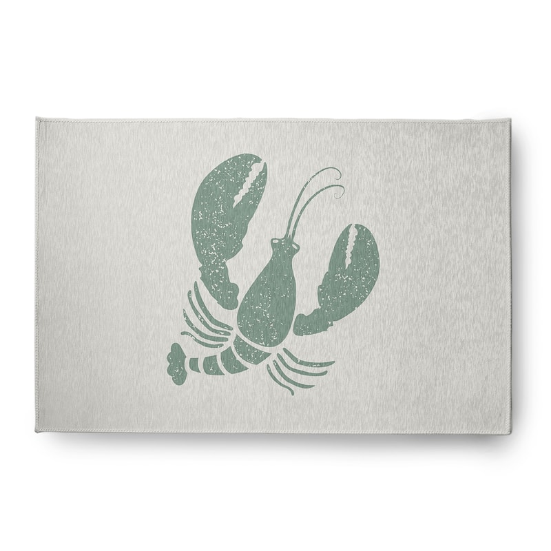 Lobster Nautical Indoor/Outdoor Rug - Sage and White - 4' x 6'