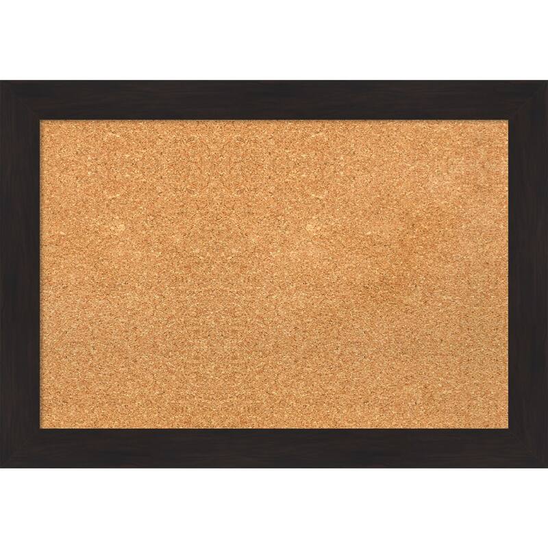 Furniture Espresso Narrow Framed Cork Bulletin Memo Board - 28-Inch x 20-Inch